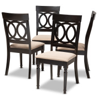 Baxton Studio RH333C-Sand/Dark Brown-DC Lucie Modern and Contemporary Sand Fabric Upholstered Espresso Brown Finished Wood Dining Chair Set of 4